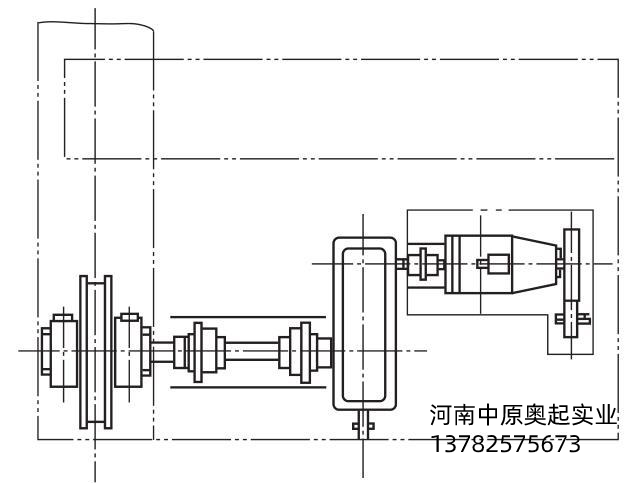 圖1-2傳統(tǒng)橋式起重機大車運行機構(gòu)